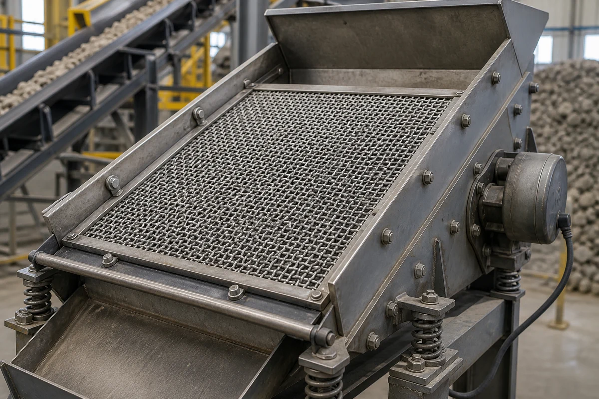 304 stainless steel crimped woven wire mesh fitted in a rectangular vibration screening frame