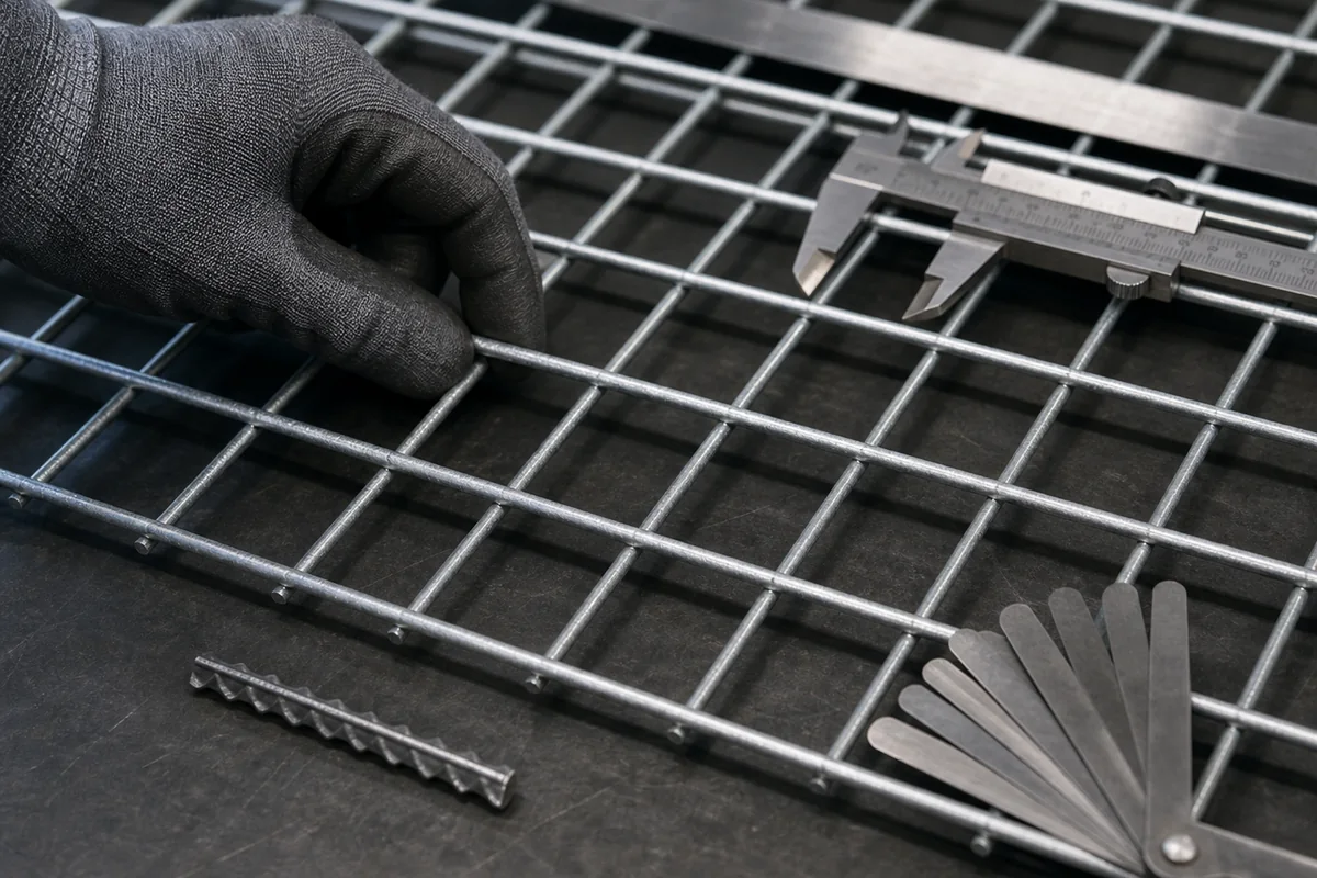 Welded wire mesh opening and wire diameter inspection